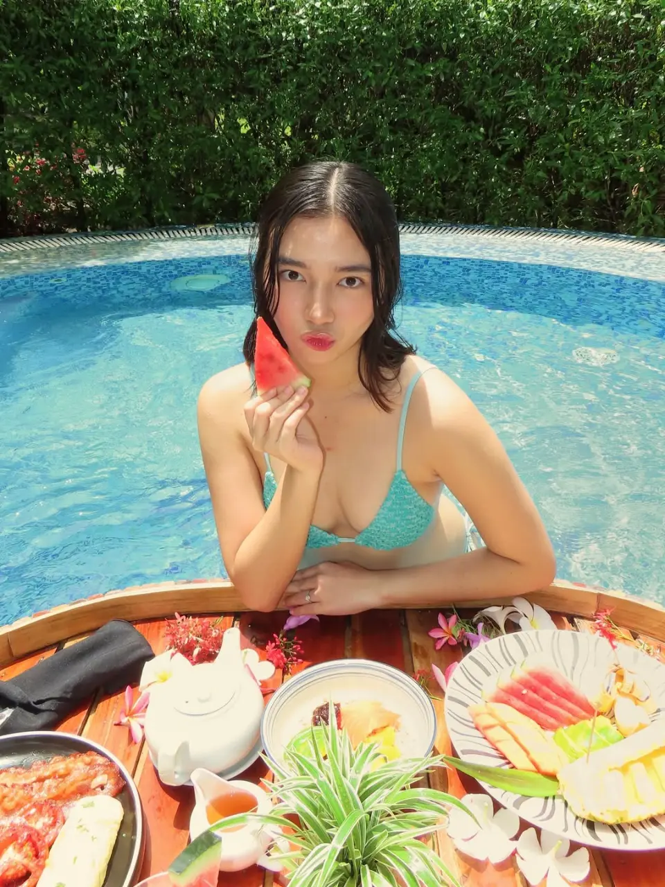 some work & some fun 📸🤳🥣🍉🌧️bikini from @eighthmermaid (1).webp