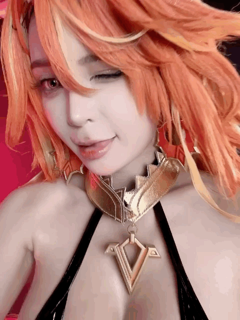 Umeko J cosplay Mavuika - Genshin Impact (12).GIF