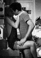 black and white kiss GIF