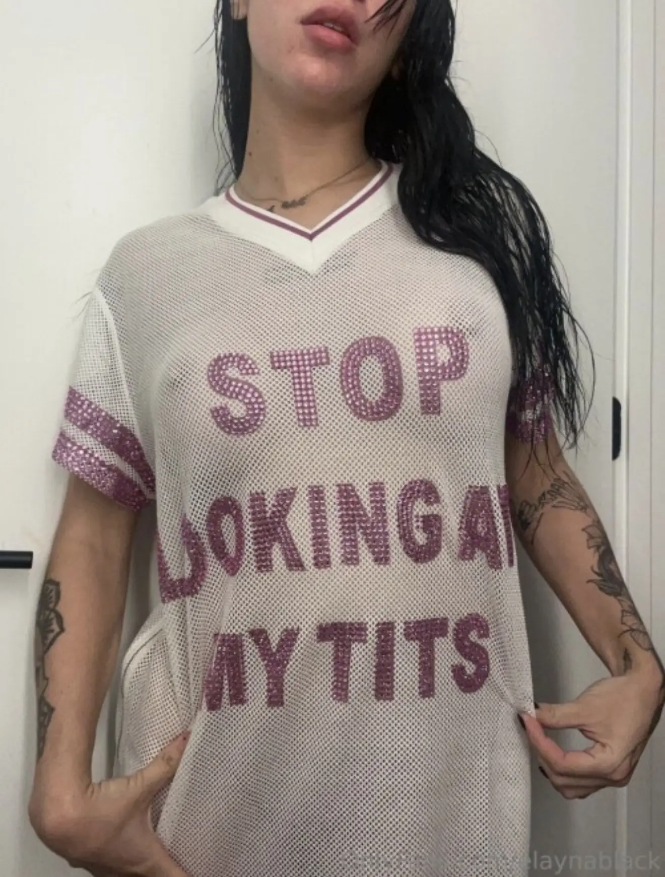E1ayn@ Bl@ck see through shirt