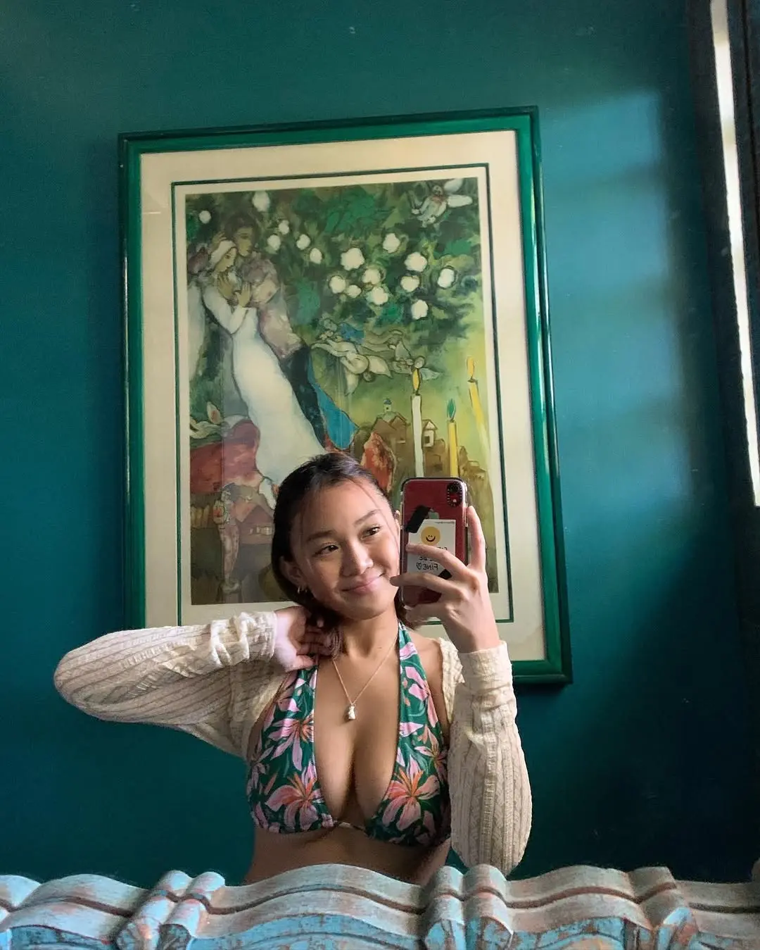 Blue school busty bikini goddess